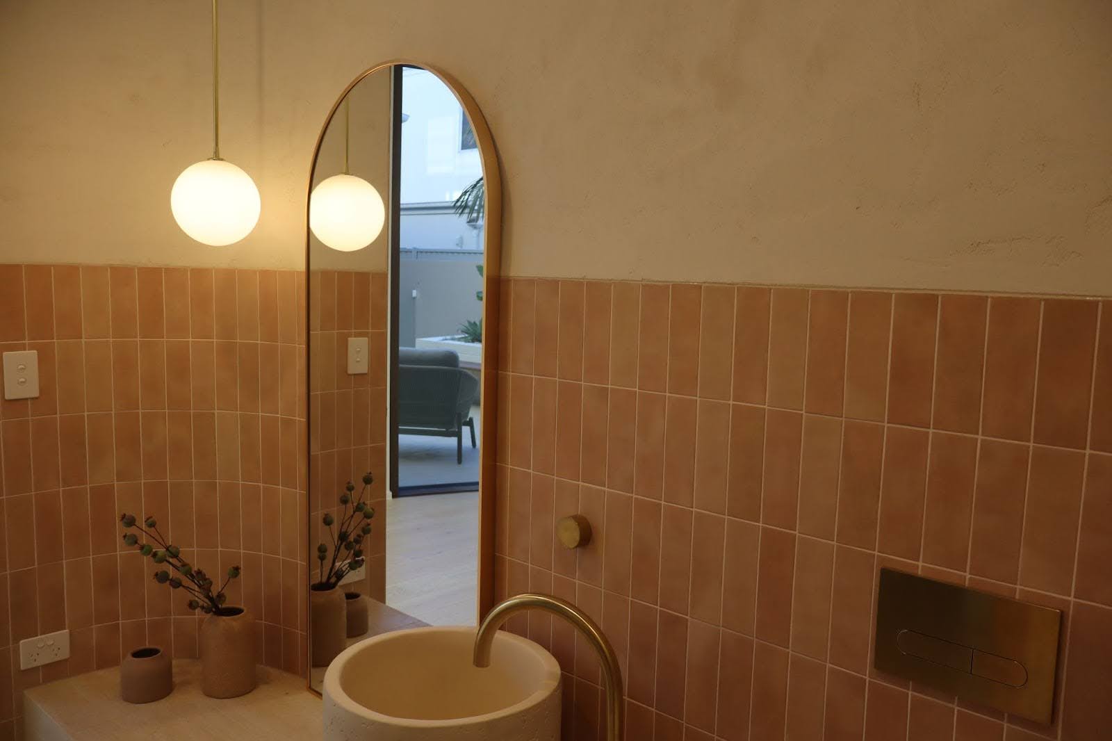 Microcement benchtop in bathroom