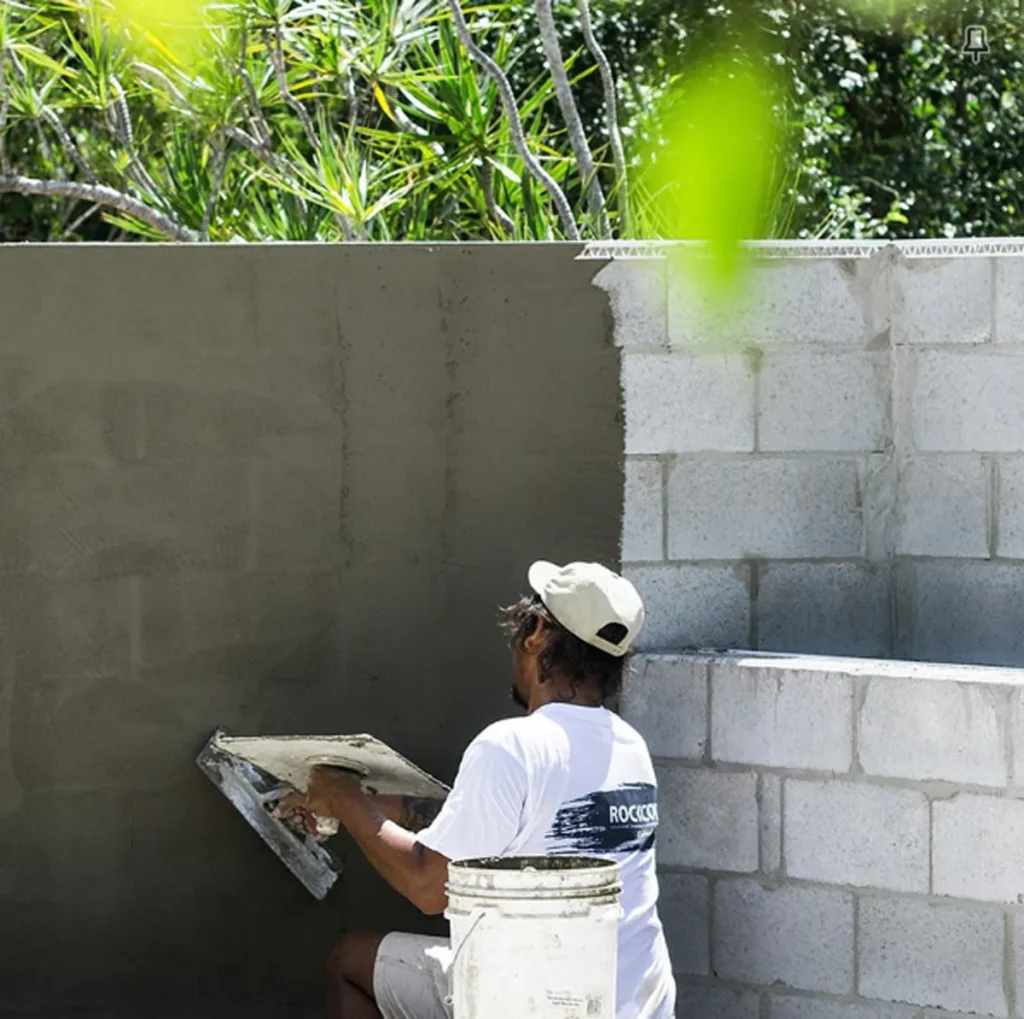Sustainability Man rendering wall outdoors