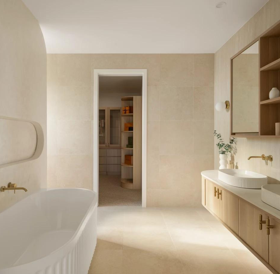 Best Microcement Systems for Splashbacks and Benchtops Rockcote MicroStone bathroom splashback and benchtops